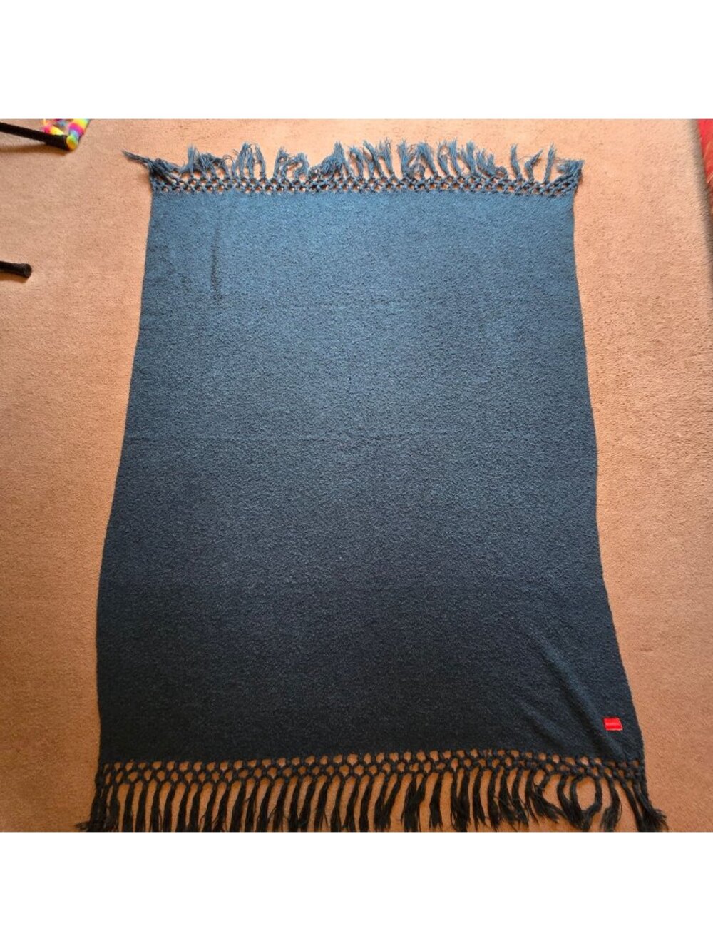 Opalhouse Throw Blanket Fringe Tassels Teal Woven Textured 73x52 Inches